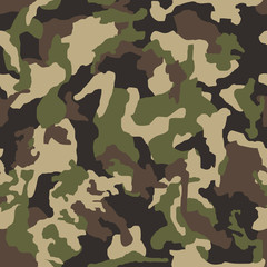 Fototapeta premium Camouflage pattern background seamless vector illustration. Classic clothing style masking camo repeat print.