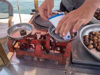 sell chestnuts at the coast of istanbul