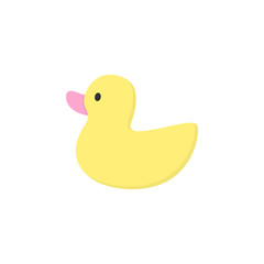 Cute yellow rubber duck toy vector graphic illustration icon. Isolated.