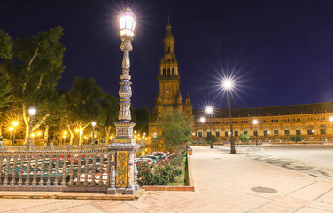 Fototapeta na wymiar Spain Square-Plaza de Espana is in the Public Maria Luisa Park, in Seville, Spain.