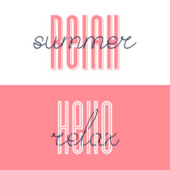 Relax summer font lettering. Hello relax typography vector design for greeting cards and poster. Design template celebration. Vector illustration.