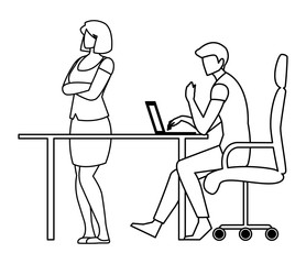 business couple with laptop in the office