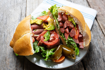 Mexican sausage sandwich 