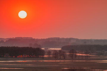 Views from Strekowa Gora on Narew river at dawn.