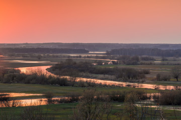 Views from Strekowa Gora on Narew river at dawn.