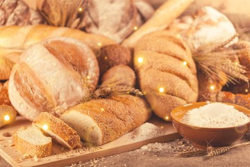 Homemade breads, croissant puff cinnamon, breakfast food
