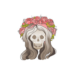 Woman's skull with a flower crown