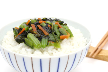 漬物　野沢菜　ご飯