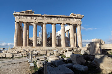 Ancient Building of The Parthenon in the Acropolis of Athens, Attica, Greece