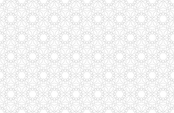 Arabic Pattern Seamless Background In Islamic Style. Geometric Muslim Ornament Backdrop. Vector Illustration