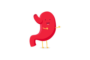 Cute cartoon stomach character laugh emoji emotion. Vector smile organ digestive system healthy and happy. Funny illustration