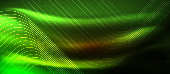 Neon square shapes lines on glowing light background
