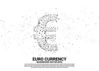 Vector money euro currency icon from Polygon dot connect line. Concept for europe financial network connection.