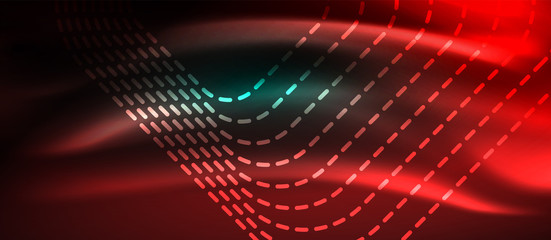 Fototapeta premium Dark background with neon glowing elements, shiny motion concept