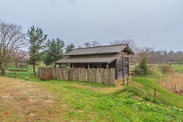 春の秋田城跡の風景