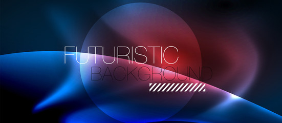 Neon glowing lines, magic energy space light concept, abstract background wallpaper design