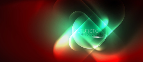 Neon glowing techno lines, blue hi-tech futuristic abstract background template