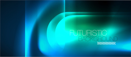 Blue neon round shapes techno background