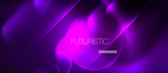 Obraz premium Neon glowing techno lines, hi-tech futuristic abstract background template