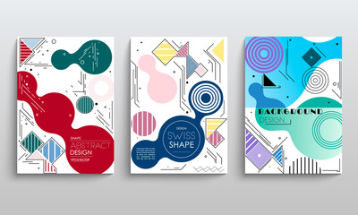 stock vector modern abstract vector banner set flat geometric liquid form with various colors modern vector