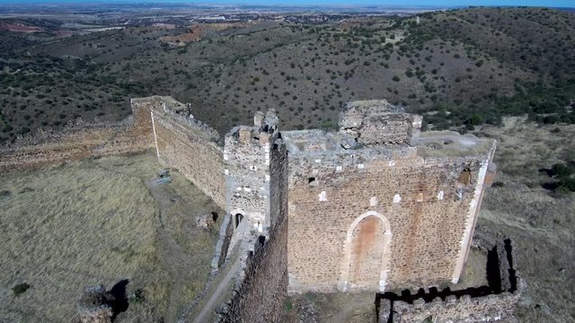 Toledo. Castle of Montalban (Castillo de Montalbán) A castle in San Martín de Montalbán. Spain. 4k Drone Video