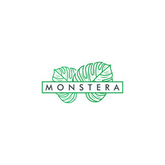 monstera deliciosa leaf logo vector icon illustration - Vector