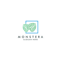 monstera deliciosa leaf logo vector icon illustration - Vector © mouze_art