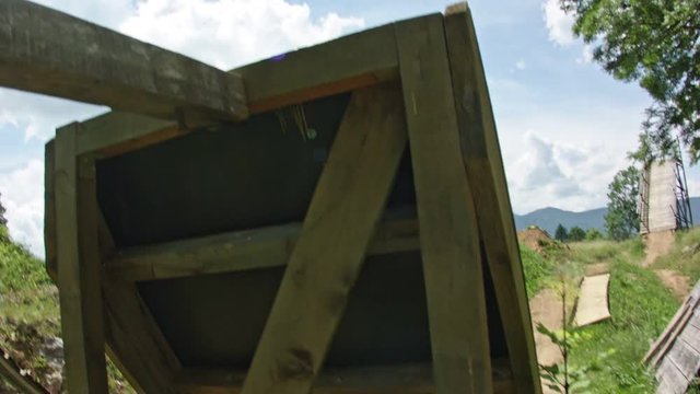 A super cool no hander jump from a guy wearing a full face helmet