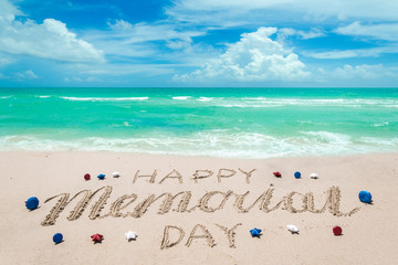 Memorial day background on the beach near ocean