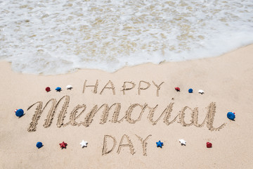 Fototapeta premium Memorial day background on the beach near ocean