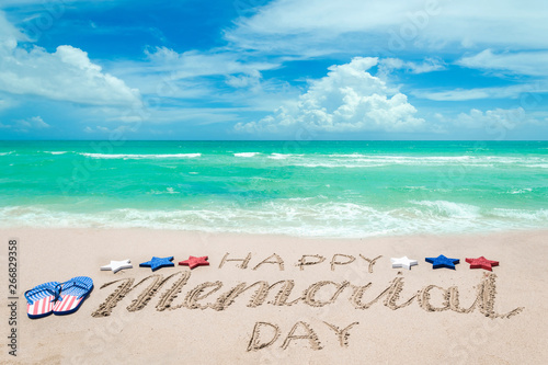 Memorial Day Background On The Beach Near Ocean Stock Photo