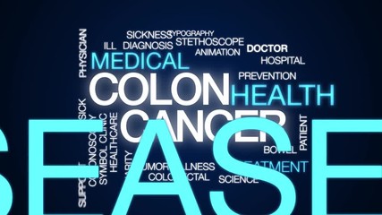 Colon cancer animated word cloud. Kinetic typography.