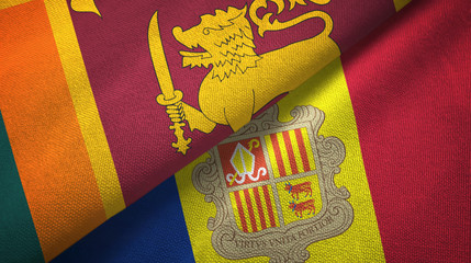 Sri Lanka and Andorra two flags textile cloth, fabric texture 