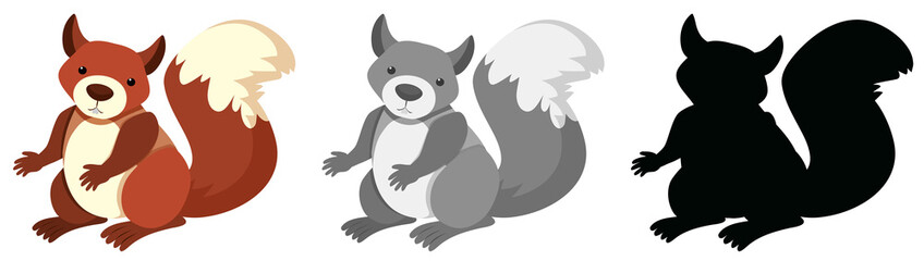 Set of squirrel character