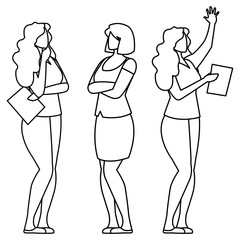 elegant businesswomen avatars characters