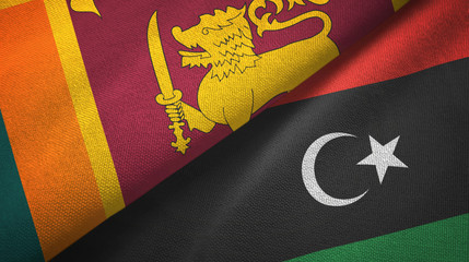 Sri Lanka and Libya two flags textile cloth, fabric texture