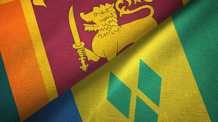 Sri Lanka and Saint Vincent and the Grenadines two flags textile cloth