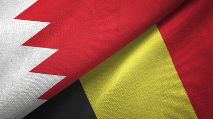 Bahrain and Belgium two flags textile cloth, fabric texture 