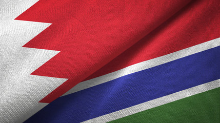 Bahrain and Gambia two flags textile cloth, fabric texture