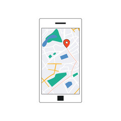 GPS map interface on smarthone screen