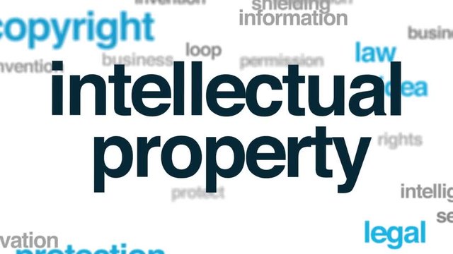 Intellectual property animated word cloud. Kinetic typography.