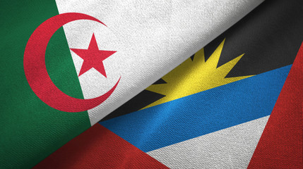 Algeria and Antigua and Barbuda two flags textile cloth, fabric texture 