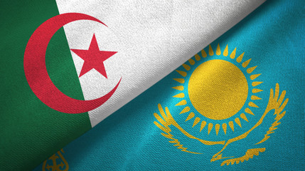Algeria and Kazakhstan two flags textile cloth, fabric texture