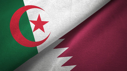 Algeria and Qatar two flags textile cloth, fabric texture