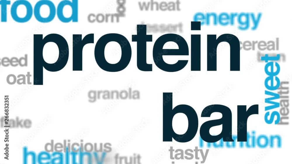 Wall mural Protein bar animated word cloud. Kinetic typography.