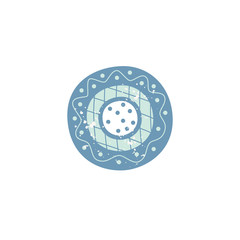 Ceramic crockery with pattern flat vector illustration isolated on background.