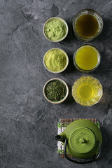 Variety of matcha tea