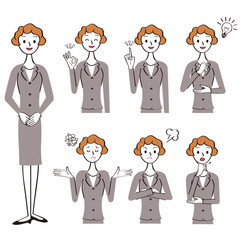 女性会社員の色々ポーズセット