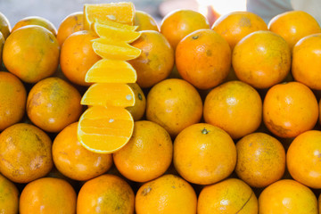 Sliced oranges ready for sale