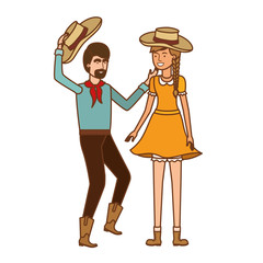 farmers couple dancing with straw hat